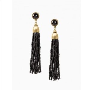 Stella & Dot Black Gita Tassel Earrings